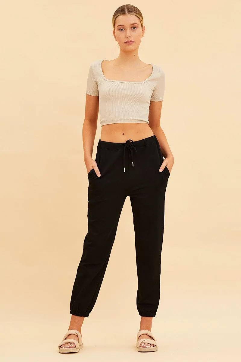 Fire Core ZeroWasteProduction Brown Bone Seamless T-Shirt Crop Short Sleeve Square Neck