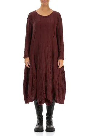 Flared Crinkled Merlot Silk Linen Dress Vintage Soul Spirit Glow
