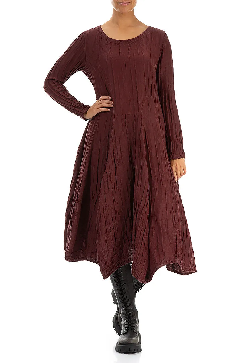 Reflective Safety Accents outdoor mode Flared Crinkled Merlot Silk Linen Dress
