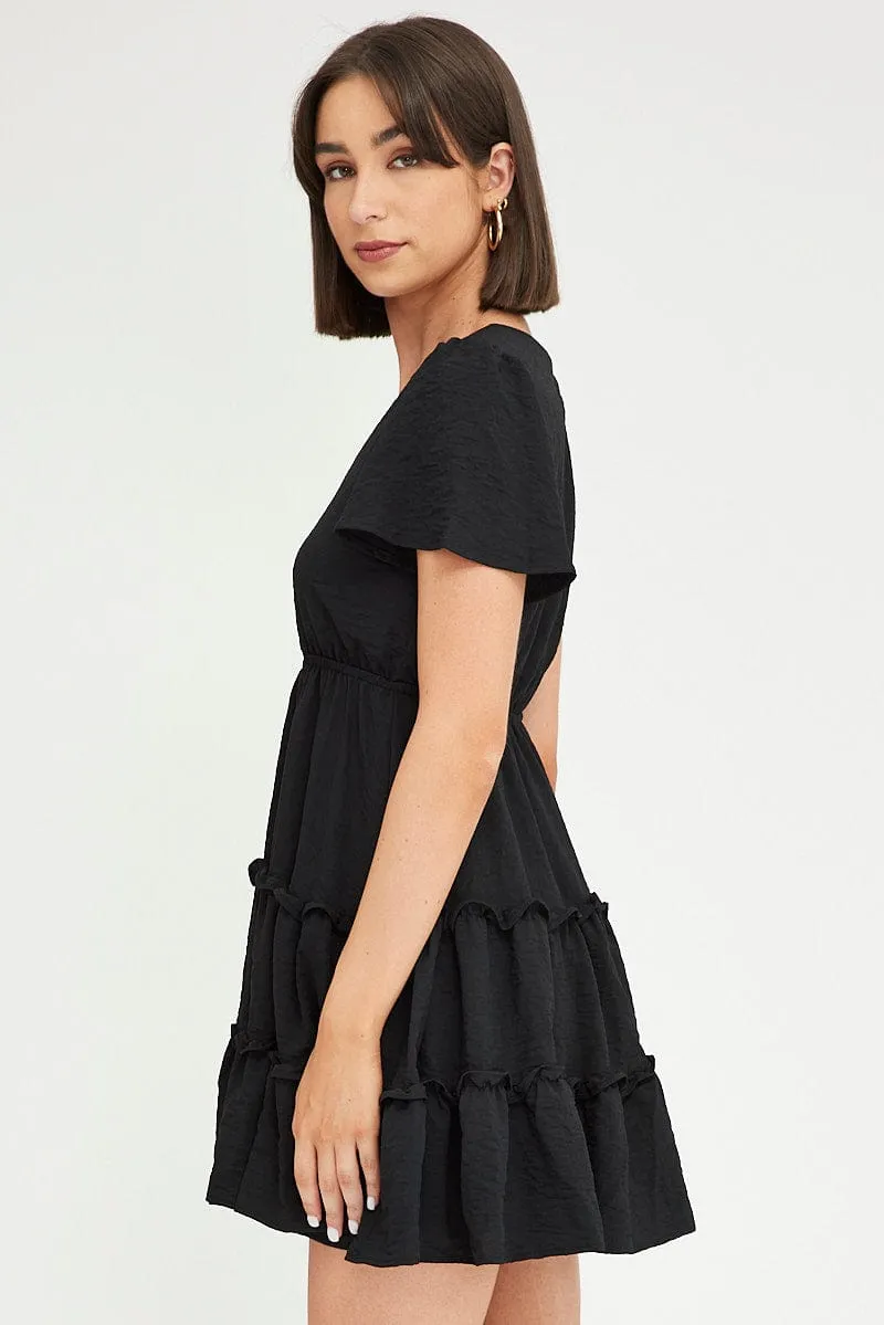 Trans Glow Stage Soul Black Fit And Flare Dress Short Sleeve Mini