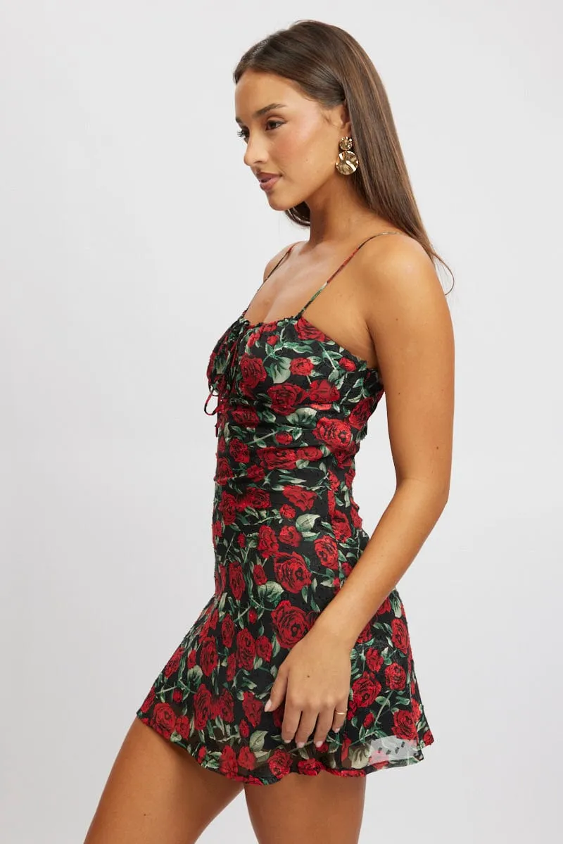 City Cool Urban Soft Red Floral Mini Dress Bias