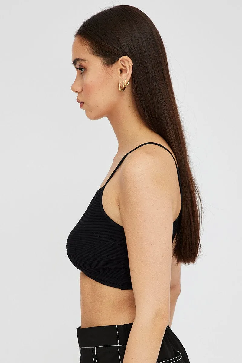 Breathable Stretch Fabric Sustain Glow Black Bralette Seamless
