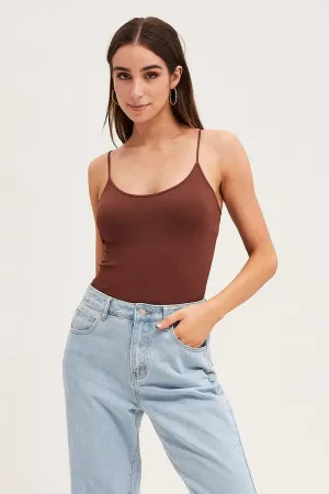 Brown Seamless Singlet Top Antibacterial Treatment