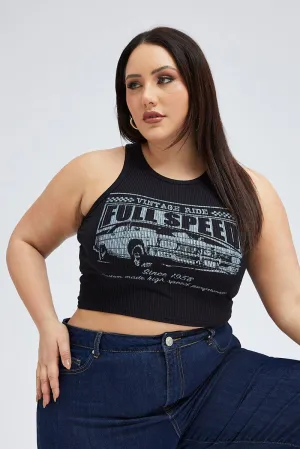 TensionAdjustedWaistband Active clothing Black Graphic Tank Top Crew Neck
