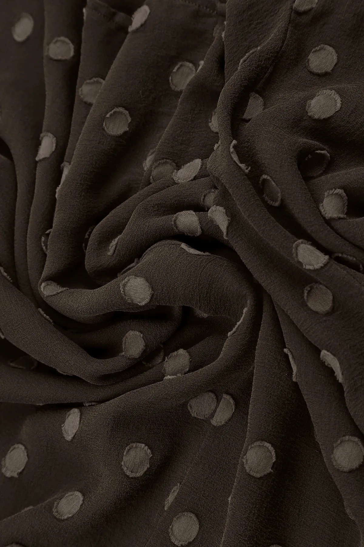Smooth Edge Binding Layered Dotty Forest Brown Silk Dress