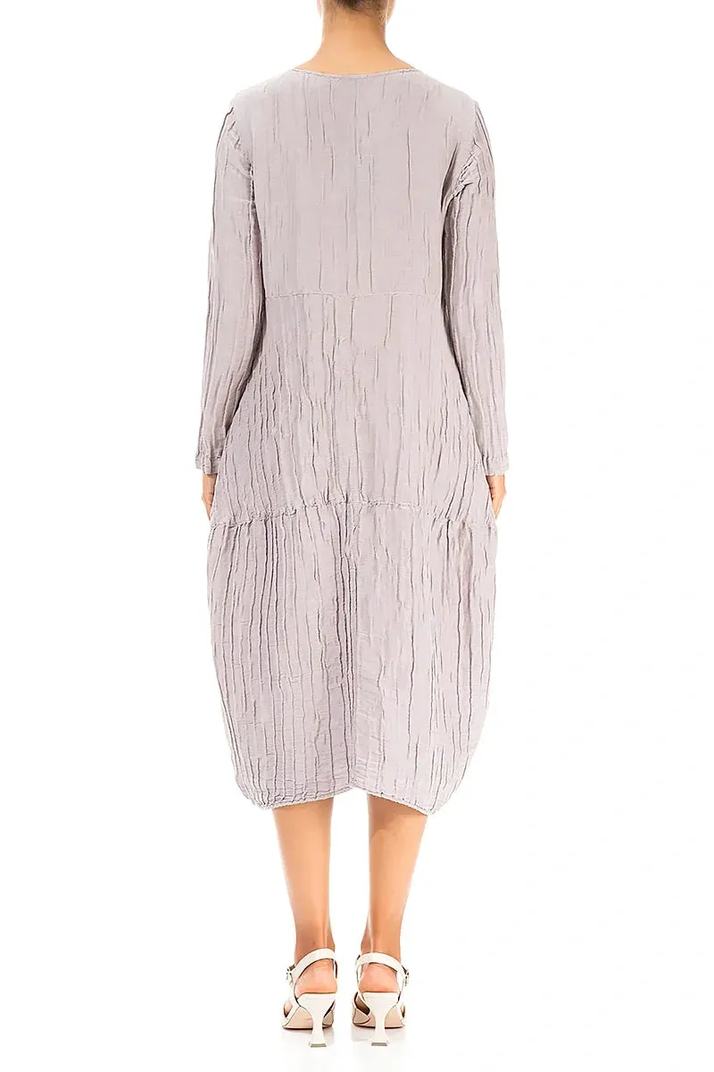 Weatherproof Casual Sweatshirt Long Sleeves Balloon Crinkled Greige Silk Linen Dress