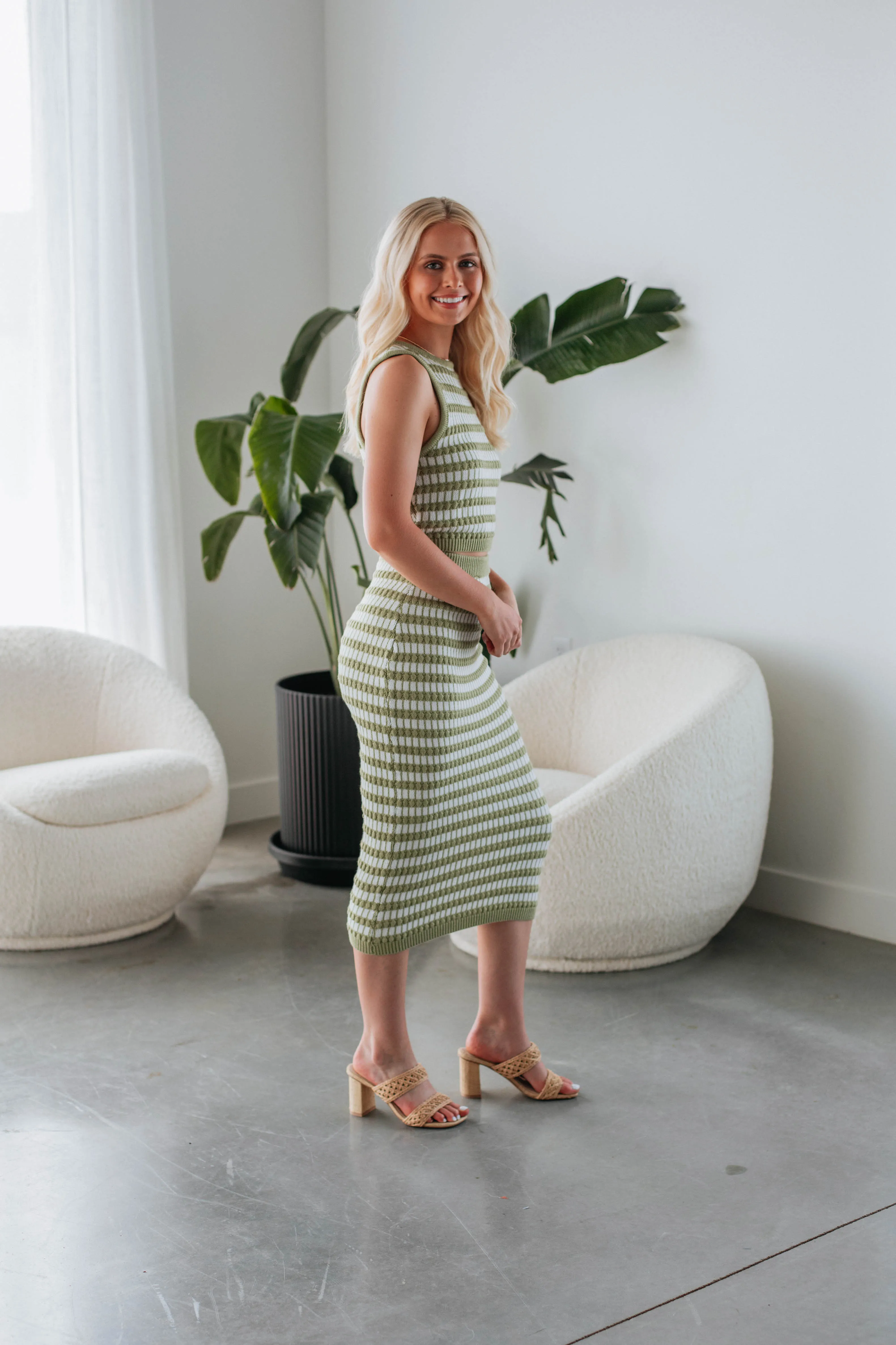 Lexia Knit Midi Skirt Layered Look