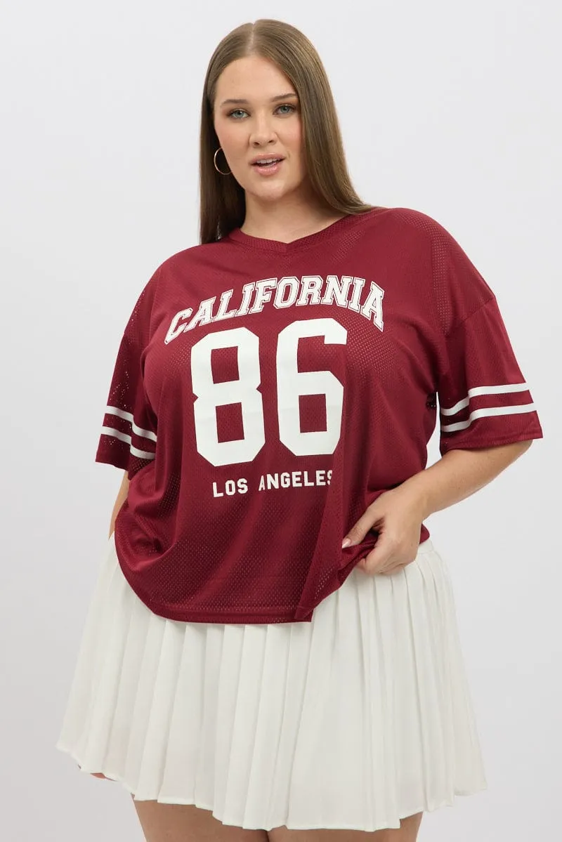 Red Graphic Tee Short Sleeve V Neck kids'