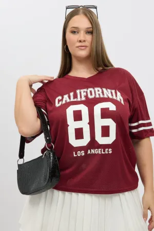 Red Graphic Tee Short Sleeve V Neck Outdoor Leisure Beach Outfit