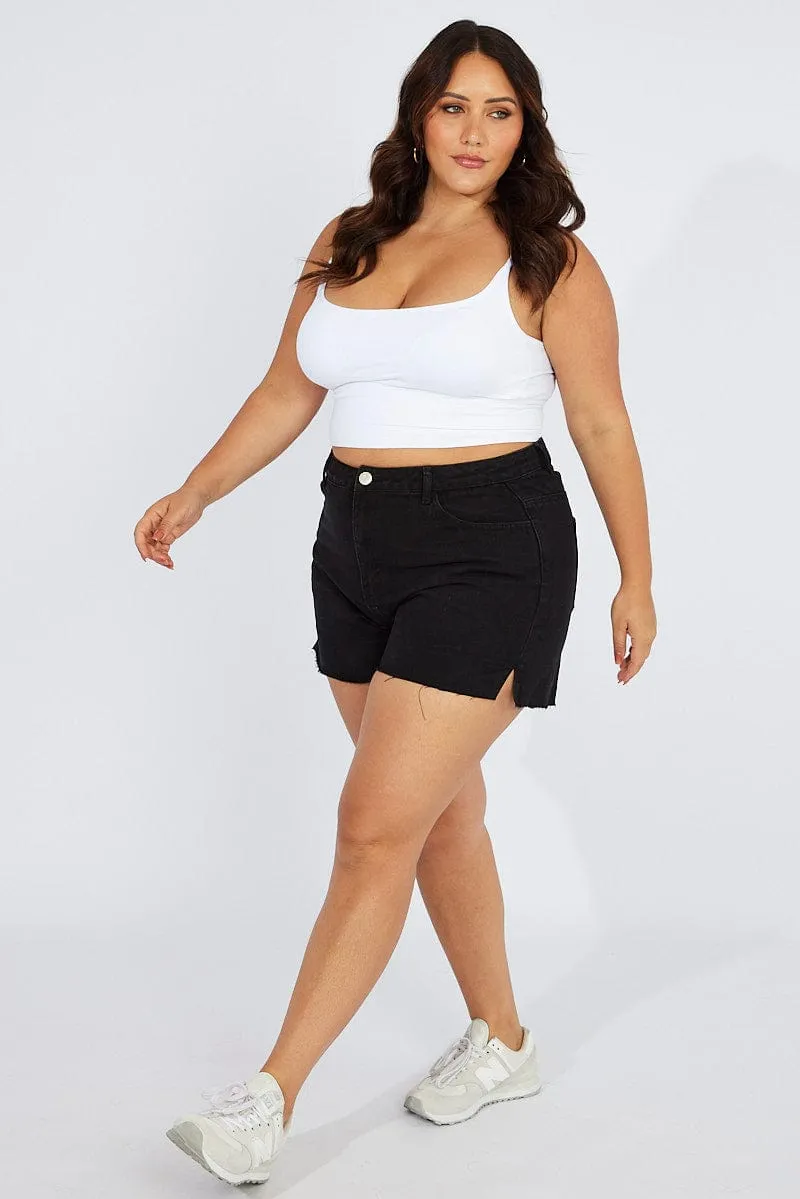 Black Relaxed Shorts Mid Rise Digital Glow SmoothGripFastenings