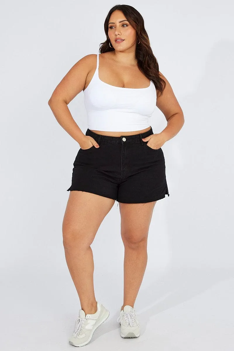 Black Relaxed Shorts Mid Rise UVProtective Coating