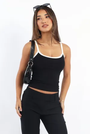 SustainableYarnBlend Urban Cool Black Tank Top Sleeveless Rib