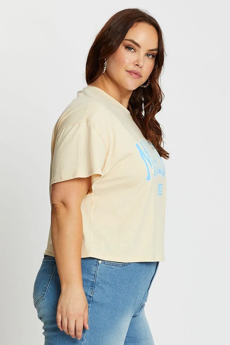 Outdoor Wear Classic Style Beige Short Sleeve Malibu Semi Crop Sand T-shirt