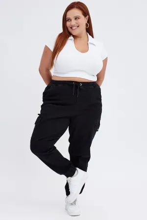Style Combo Black Cargo Denim Jeans High Rise