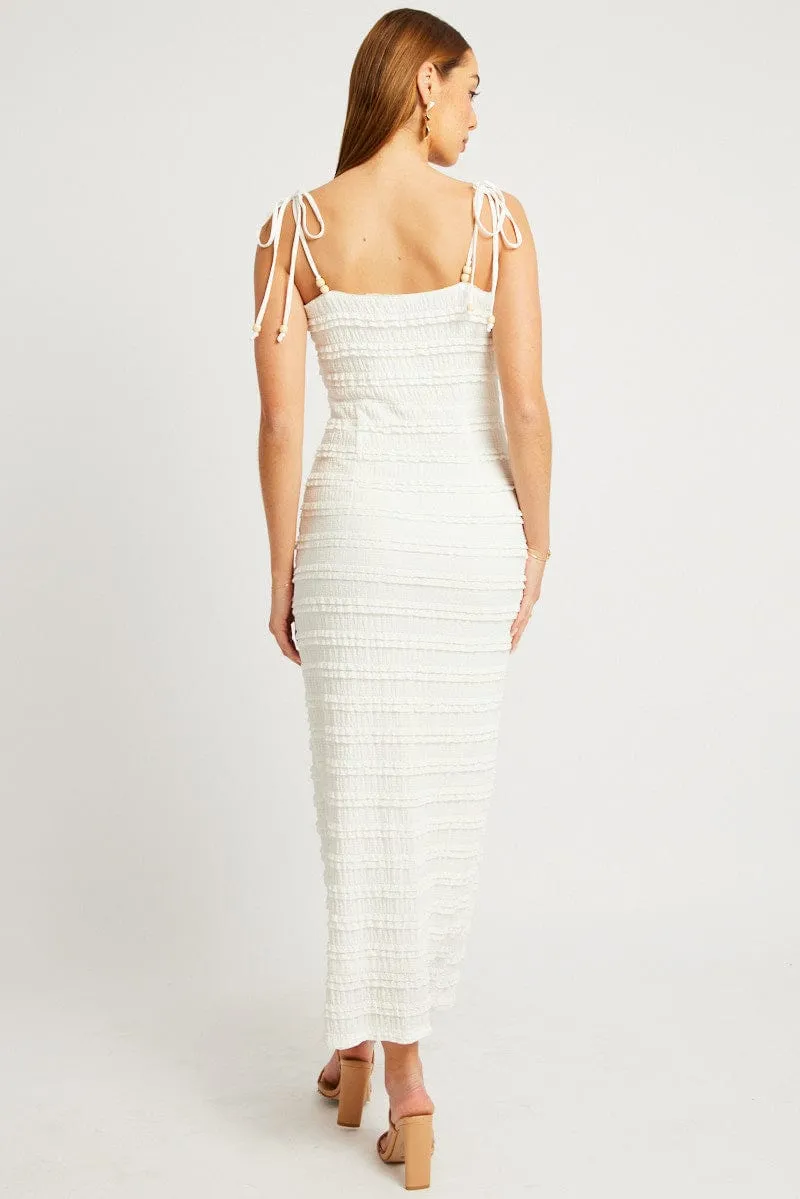White Bodycon Dress Textured Midi Comfortable fit