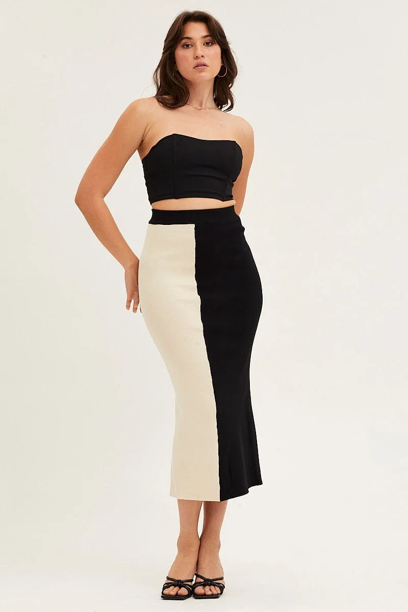 Outfit Moodboard Multi Color Block Knit Midi Skirt