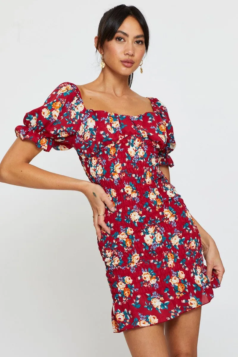 Print Mini Dress Short Sleeve MoistureControl Fabric CompactPackaging