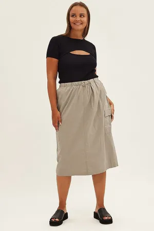 Grey Parachute Midi Skirt Bold Mood