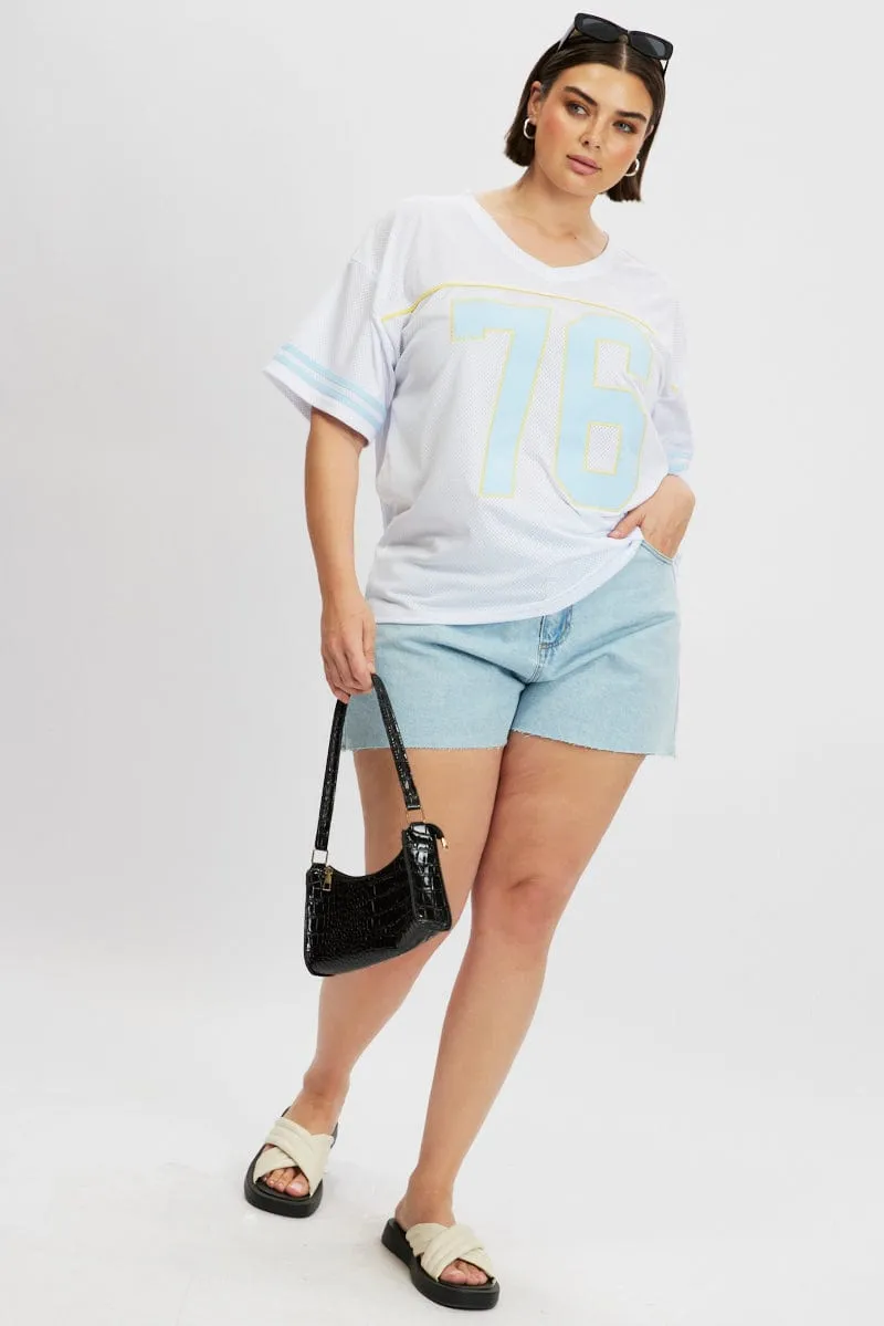 casual and comfortable Casual Wear White Graphic T Shirt Short Sleeve V Neck