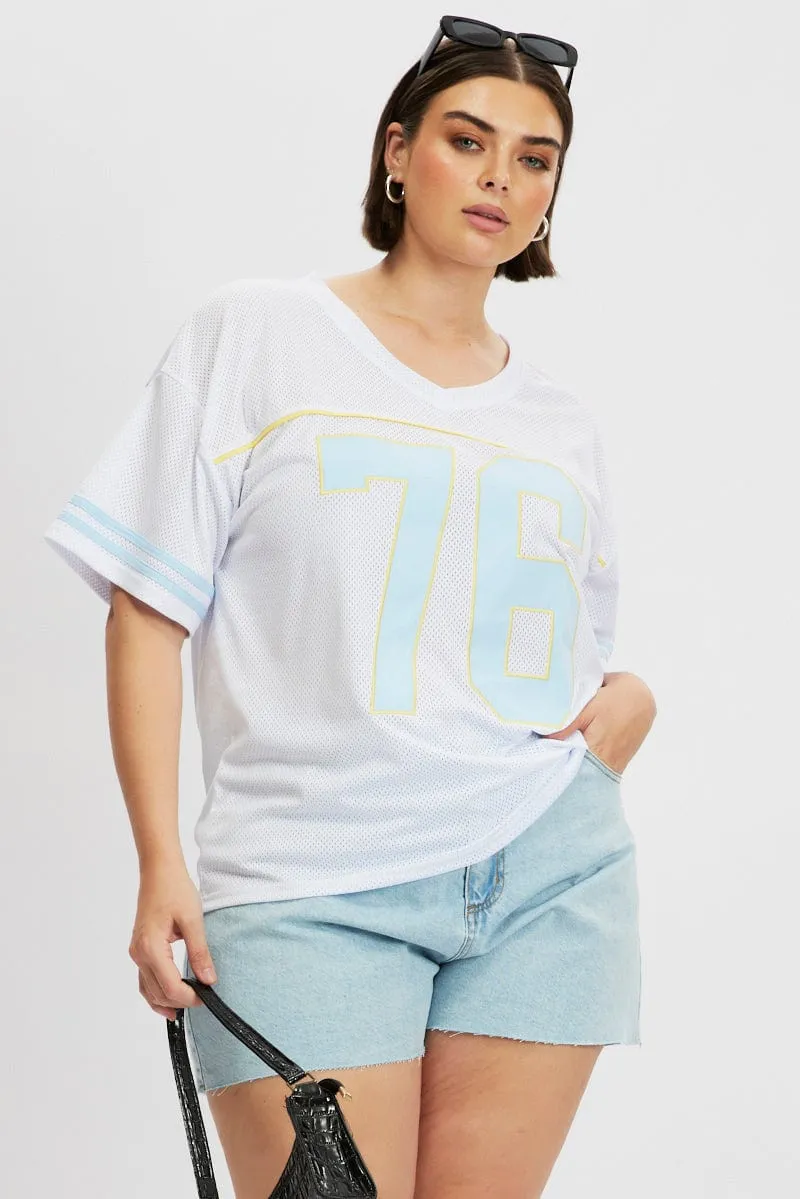 Quick Drying Stylish Wearable White Graphic T Shirt Short Sleeve V Neck