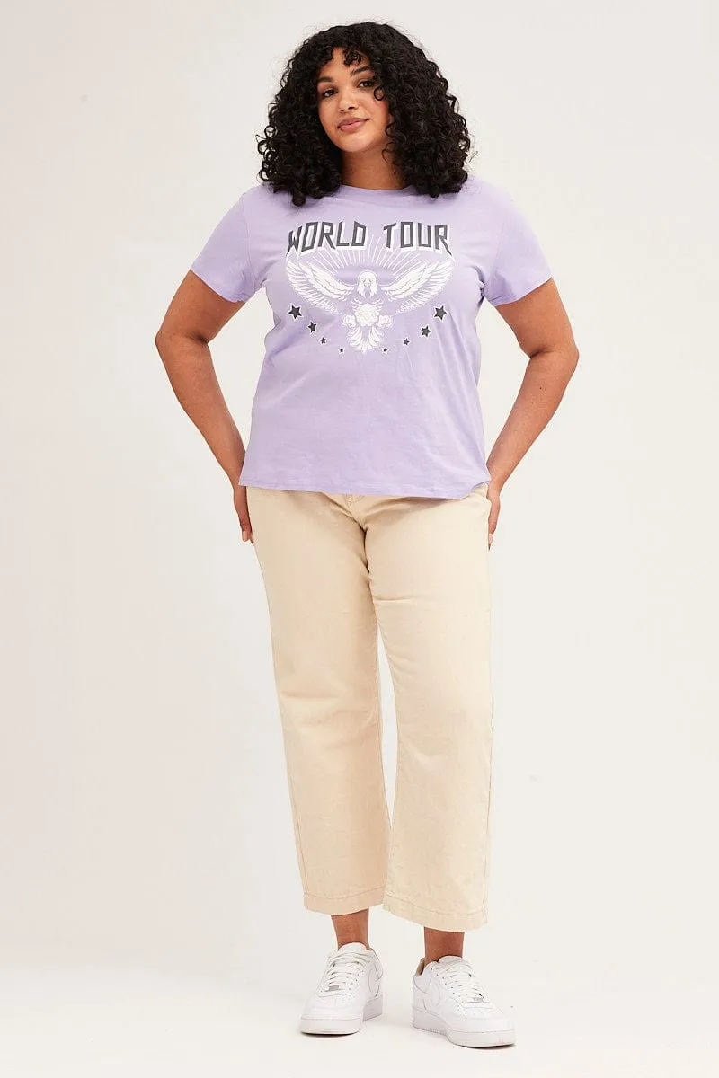 Purple Short Sleeve World Tour Regular T-shirt proper length Active Layer