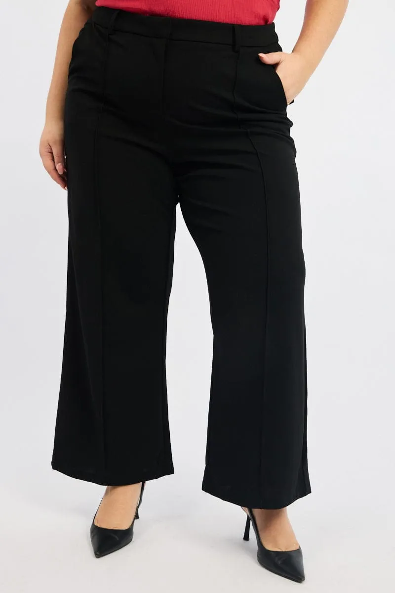 Black Tailored Work Pants Quick Conversion Hem