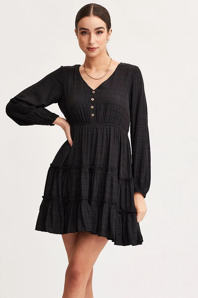 Black Skater Dress Long Sleeve Mini DurableThreadwork