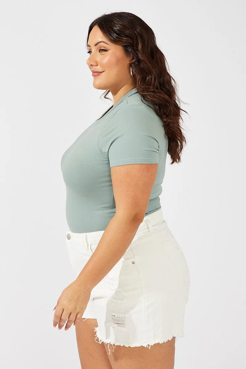 Professional Style Earth Glow White Relaxed Shorts Mid Rise