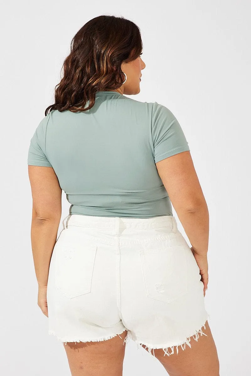 White Relaxed Shorts Mid Rise Office Attire Carry Ease