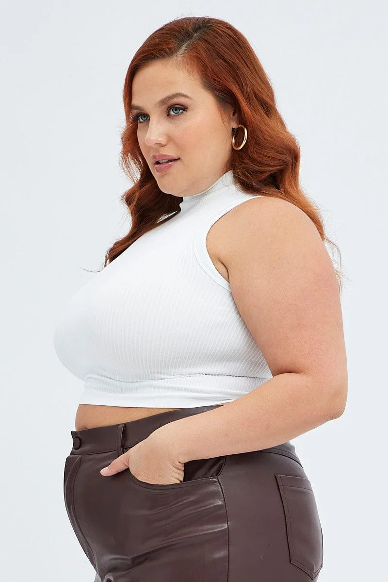 White Tank Top High Neck Seamless StaticFree Material