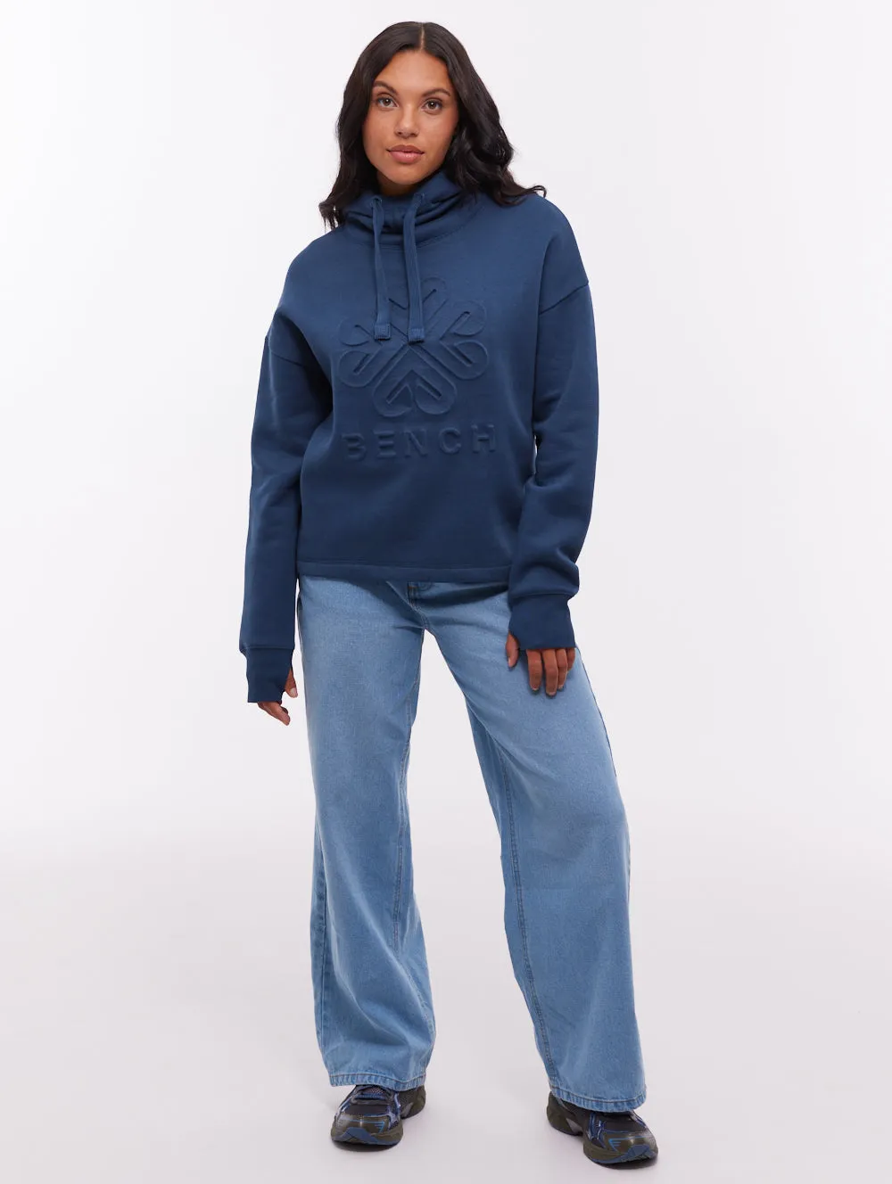 Elaina Deboss Hoodie - Blue Winter Ready