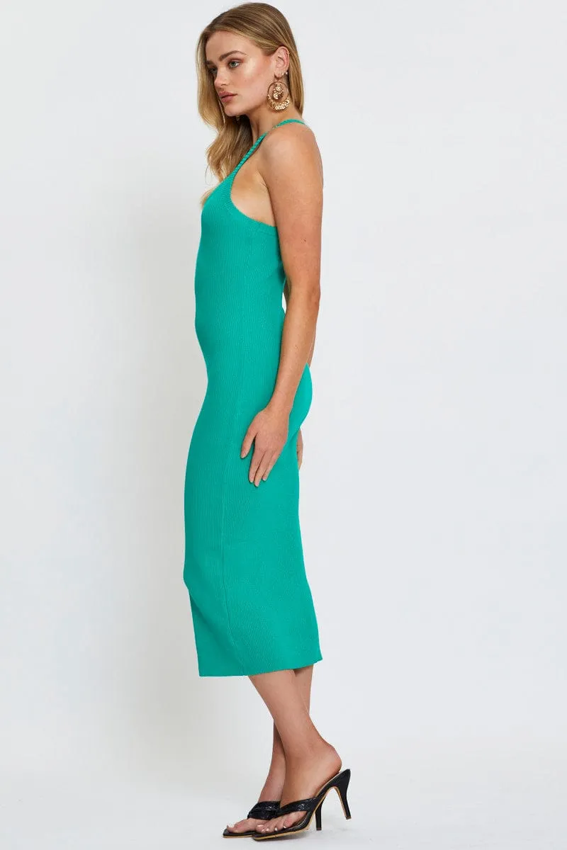 UniversalFit Green Knit Dress Midi