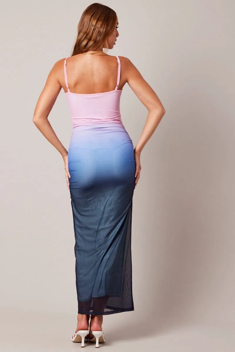 WaterRepellent Finish Lightweight Feel Pink Bodycon Dress Ombre Singlet Maxi