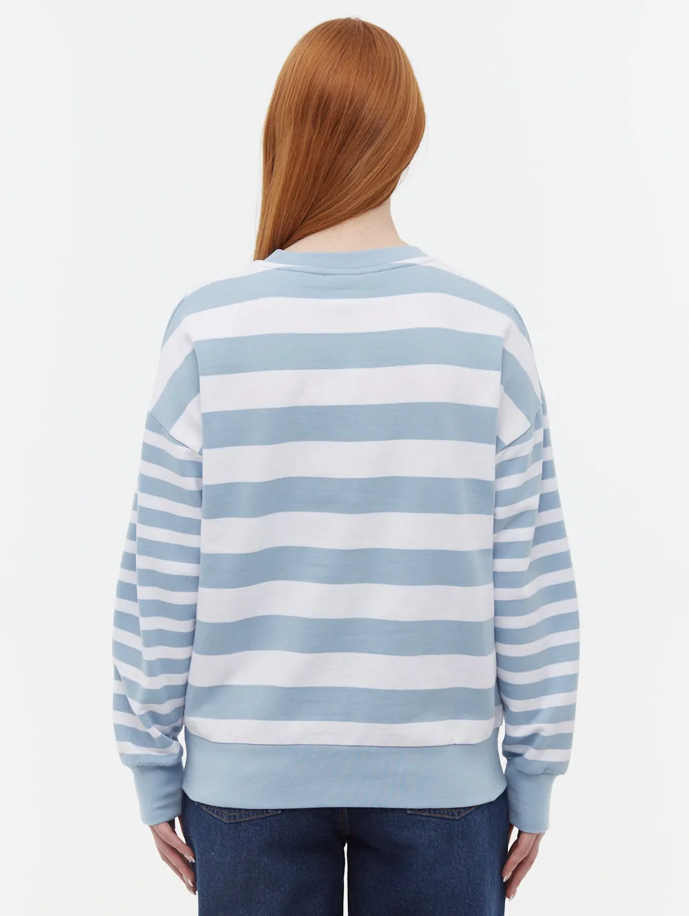 Hanneli Striped Crew Neck Sweatshirt Free Mind Casual Comfort