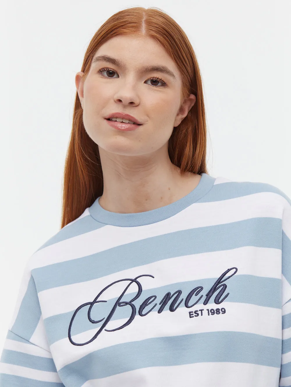 Travel Core Breathable Style Hanneli Striped Crew Neck Sweatshirt