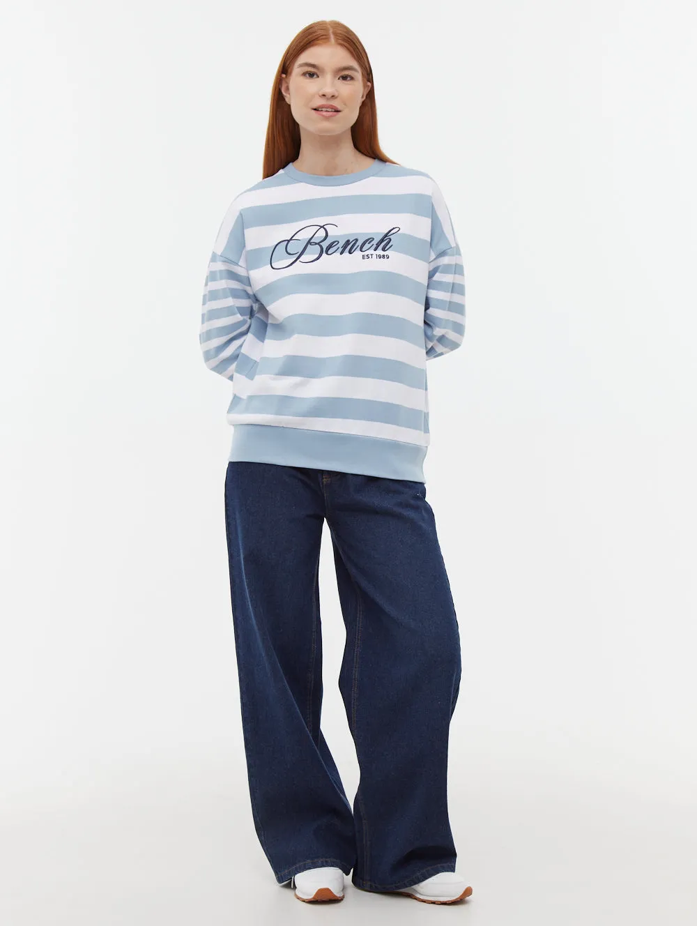 Virtual Fit Hanneli Striped Crew Neck Sweatshirt