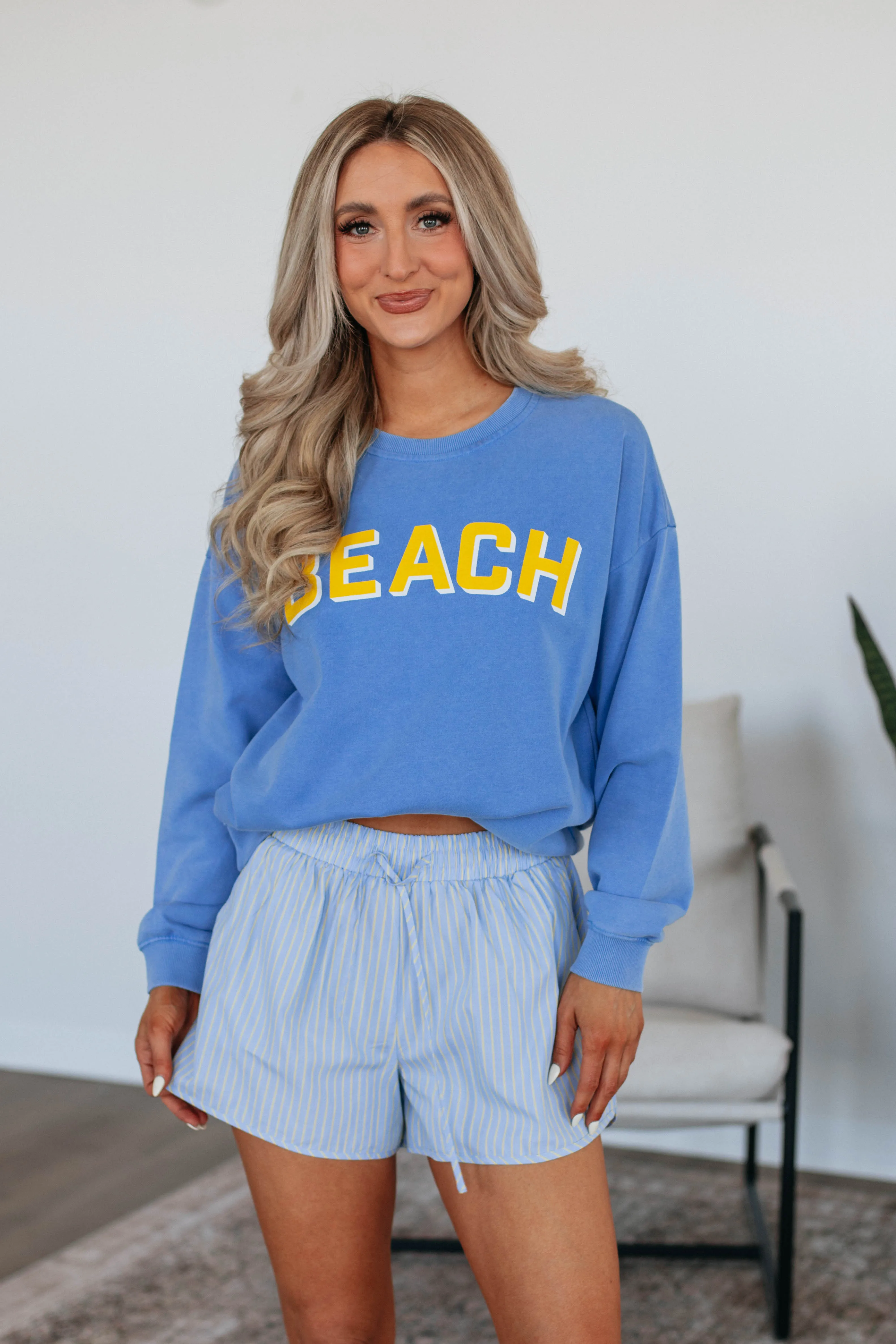 Beach Babe Crewneck Parisian Chic Gym Safe