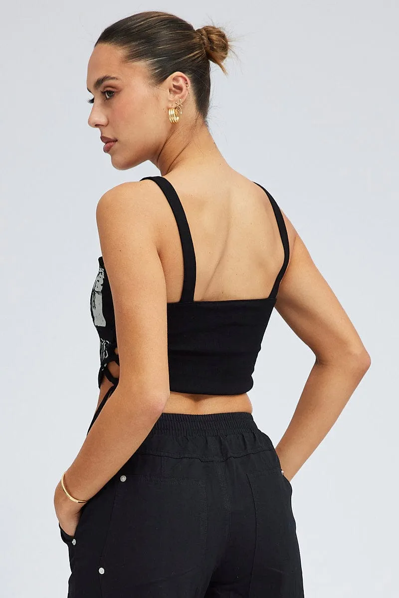 Black Corset Tank Sleeveless Graphic Winter Accessories