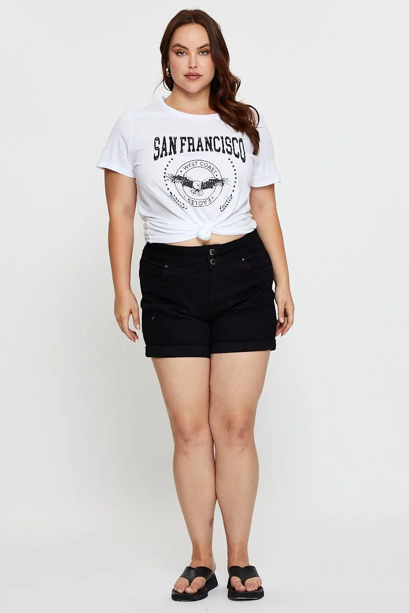 White T-shirt Crew Neck Short Sleeve Collared formality