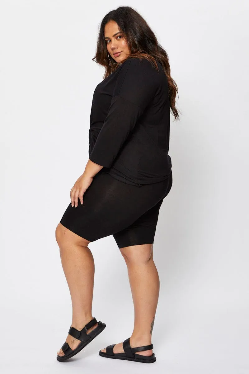 Black Blend Twist Black V-neck Cotton EcoFriendly Material