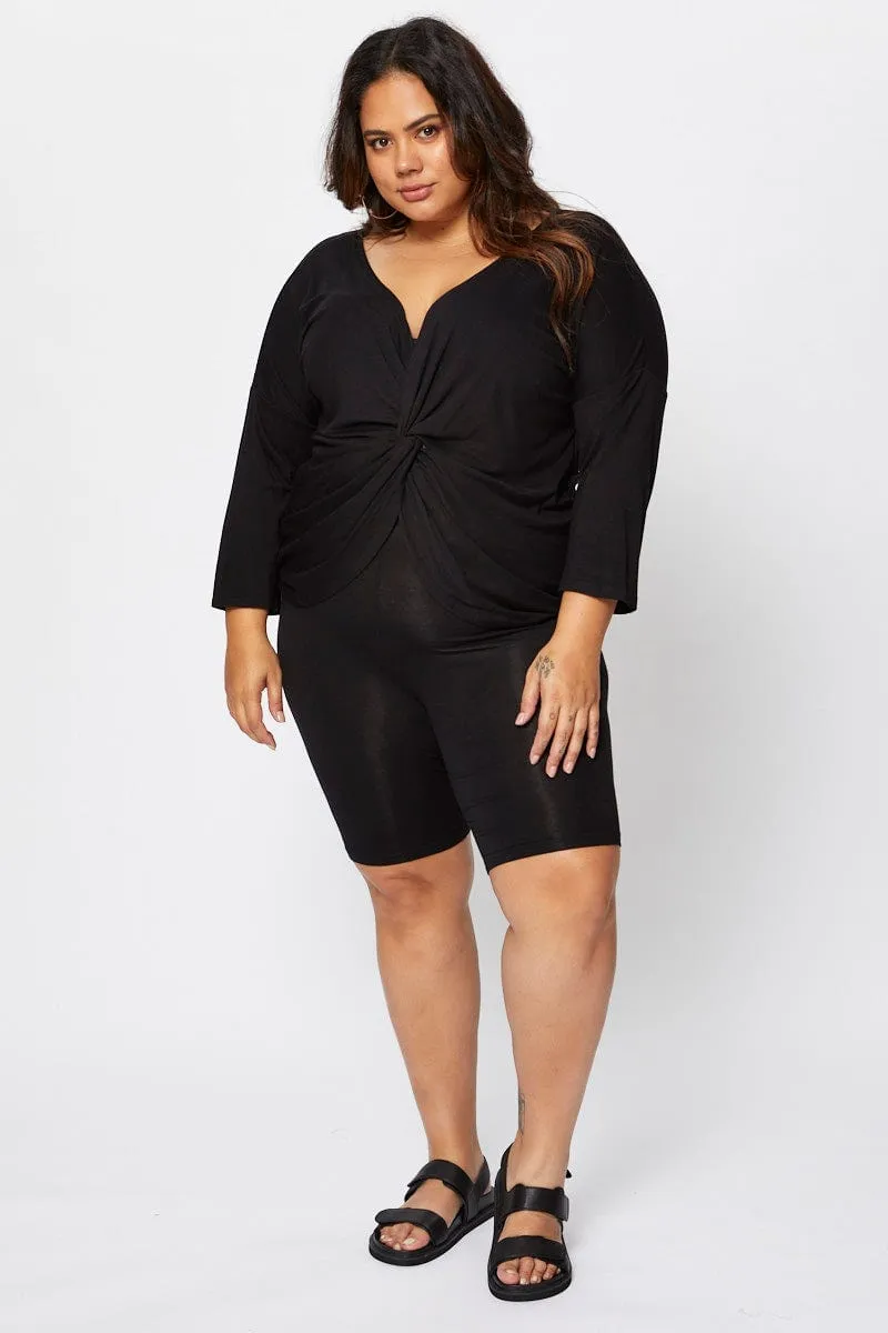 All weather Black Blend Twist Black V-neck Cotton