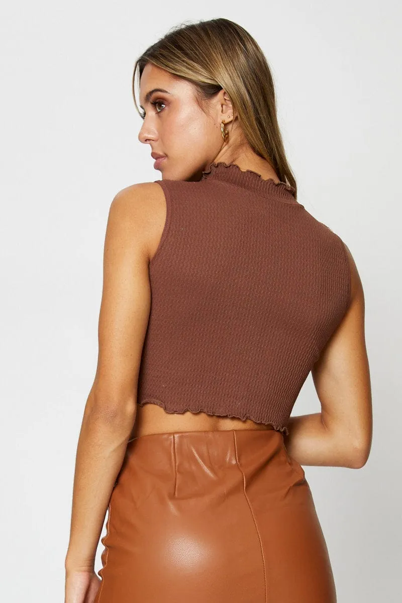 QuickReleaseClosure Flexible Hemline Brown Tank Top Seamless