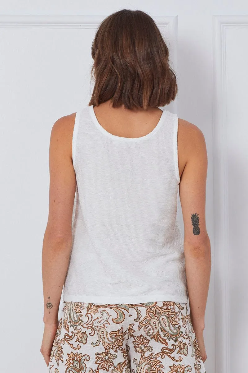 MoistureWicking Fabric Cotton Glow White Tank Sleeveless Round Neck