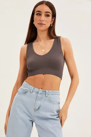 Charcoal Tank Top Sleeveless Seamless Reinforced Knees