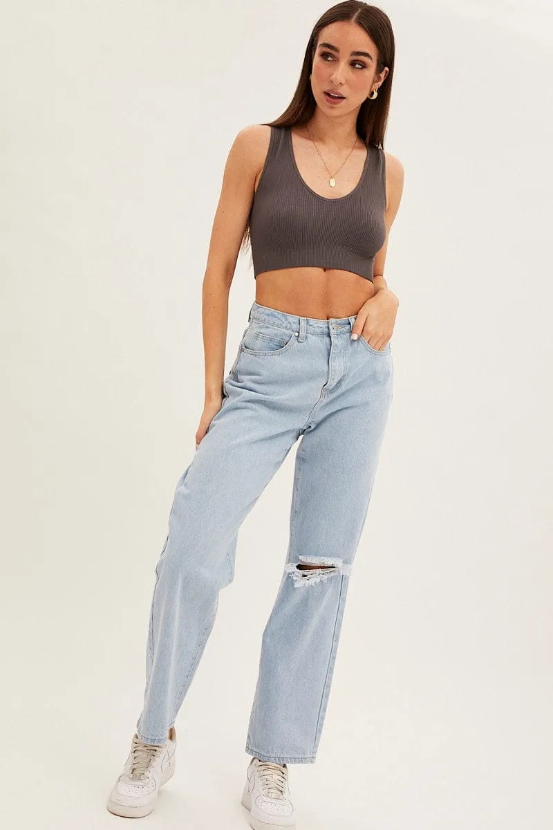 Charcoal Tank Top Sleeveless Seamless Universal Clasp Mechanism HypoallergenicYarn