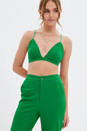 Green Crop Top Seamless WaterResistant Coating Suede Mood