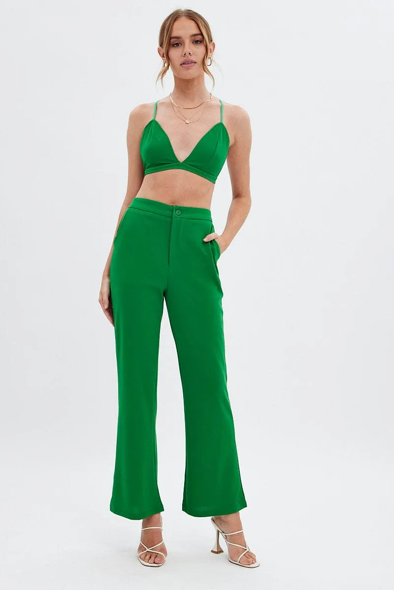Green Crop Top Seamless OdorResistant Fabric Model Glow