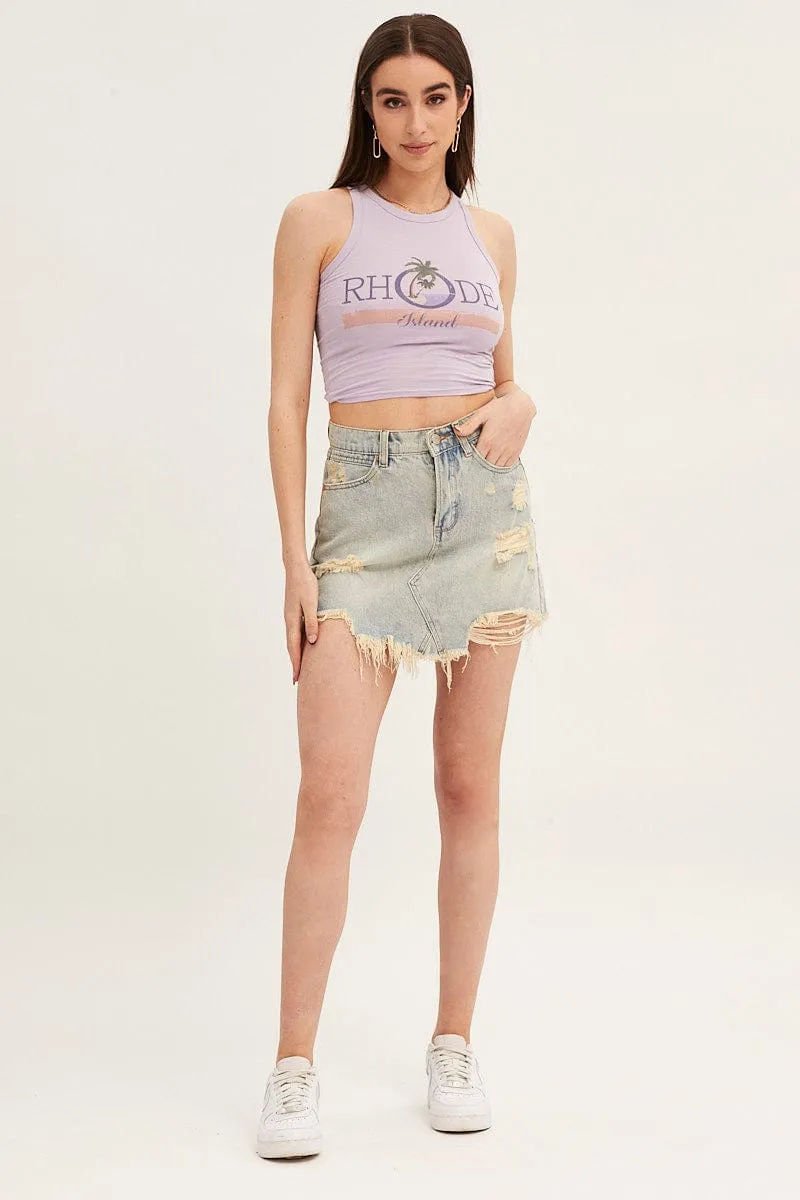Purple Cropped Tank Movement Friendly