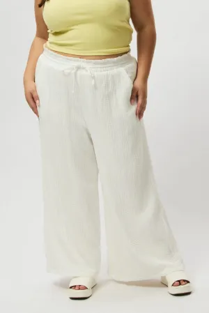 Cotton comfort Slim Comfort White Cheesecloth Lined Wide Leg Pants