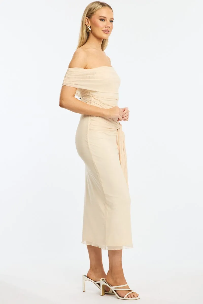 White Bodycon Dress Off Shoulder Mesh Light Fabric Wind Glow
